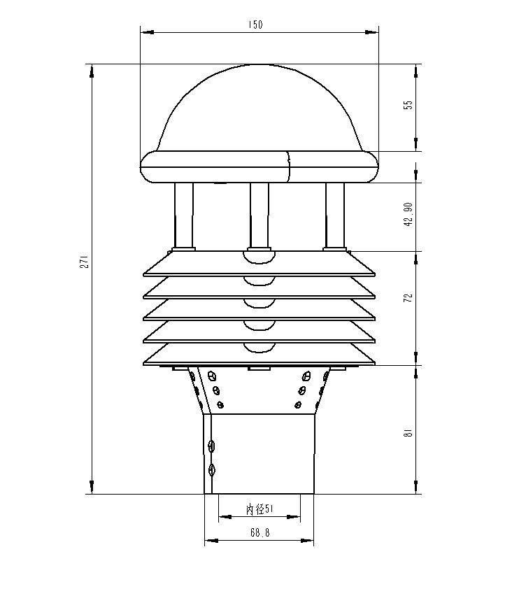 航空機(jī)場(chǎng)氣象傳感器產(chǎn)品尺寸圖