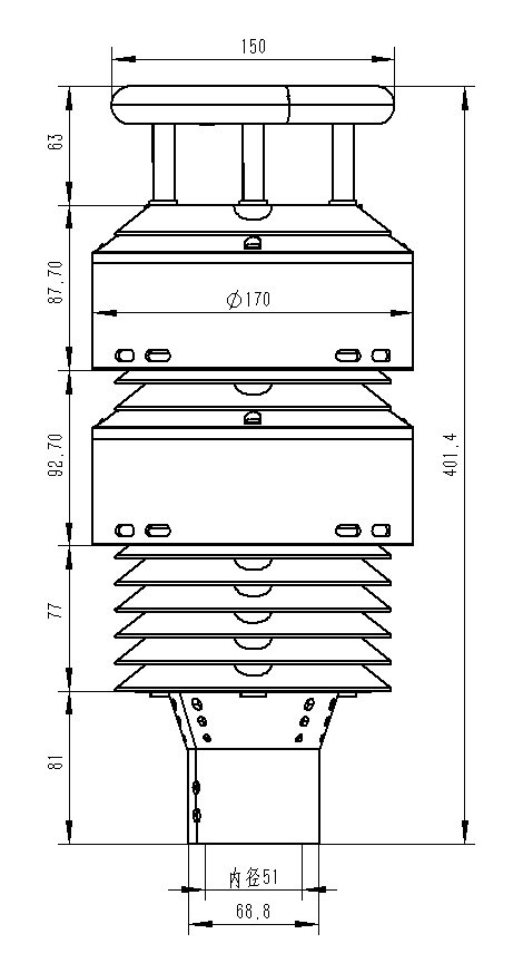 大氣環(huán)境傳感器產品尺寸圖