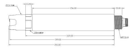 高量程水質(zhì)電導(dǎo)率TDS鹽度溫度傳感器尺寸圖